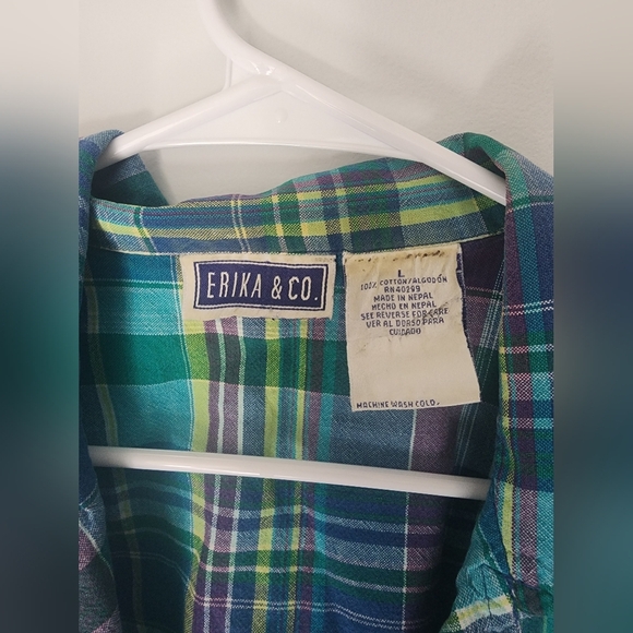 Vintage Erika & Co Plaid Multicolor Y2K Cottagecore Vest Top - Picture 4 of 5